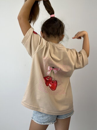 Mädchen T-Shirt VSB CHERRIES beige