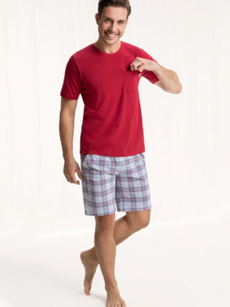 Pánske kraťasové pyžamo v červenej farbe 