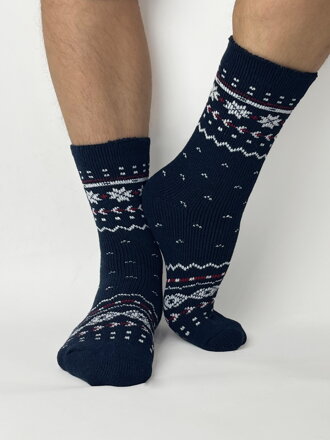 Tmavomodré zimné ponožky s nórskym vzorom Tmavomodré zimné ponožky s nórskym vzorom