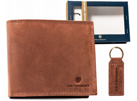 Geschenkset Lederbrieftasche und Schlüsselanhänger in der Farbe Braun PTN SET-M-N994-CHM