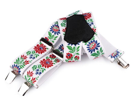 Folklorne traky v bielej farbe 650363