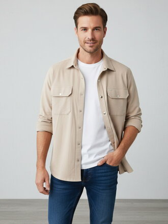Pánska košeľová bunda VSB CASUAL béžová 