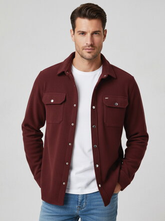 Pánska košeľová bunda bordo VSB CASUAL 
