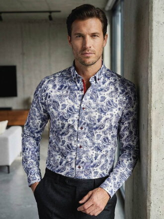 Herrenhemd 3313/V12 weiß mit Paisley-muster