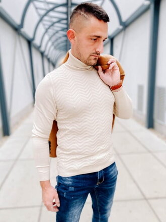 Rollkragenpullover für Herren creme