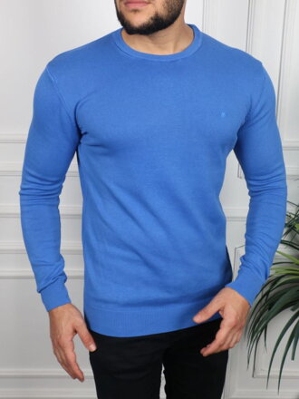 Pánsky bavlnený sveter v modrej farbe 