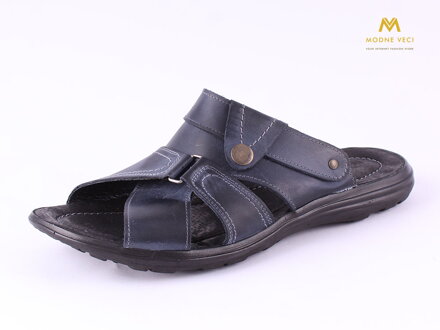 Herren Stirn Leder Sandalen und Pantoffeln in einem - blau