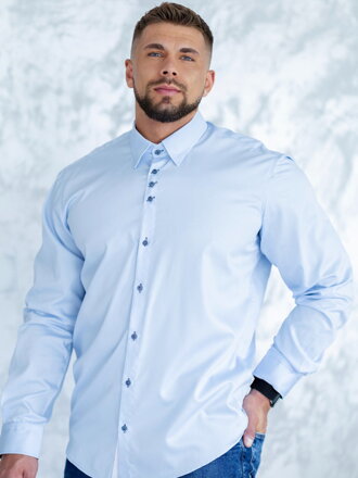 Luxuriöses Herrenhemd blau mit Punkten VS-PK-1733