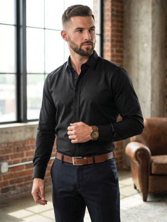 Luxus Herrenhemd schwarz VS-PK-1708