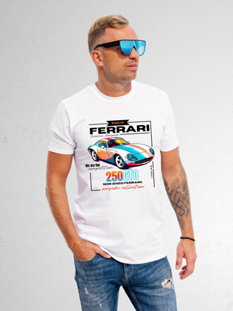 Weißes Herren-T-Shirt mit VSB FERRARI-Aufdruck