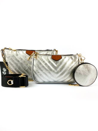 Damen Crossbody Handtsche 3 in 1 silber