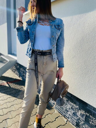 Damen Jeans-Hose mit dekorativem Taillenbereich