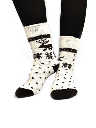 Weihnachts Damen Wollsocken Rentier weiß