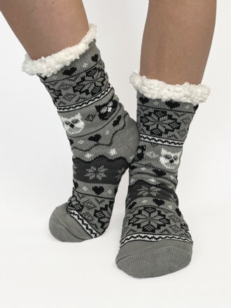 Dámske sivé vlnené ponožky SOVA Dámske sivé vlnené ponožky SOVA