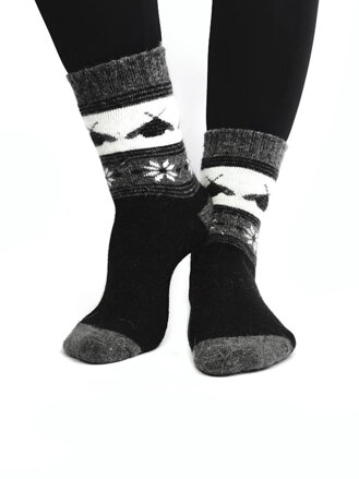 Damen Wollsocken ANGORA Bienen schwarz-weiß