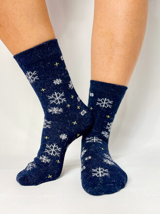 Dámské ponožky s vločkami tmavě-modré 