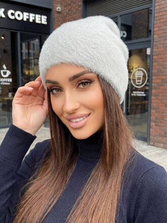 Damen Alpaka Mütze in Hellgrau