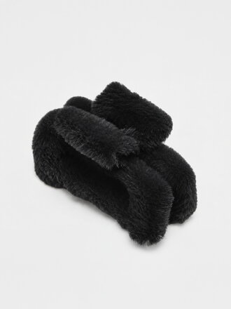 Schwarze flauschige Haarspange