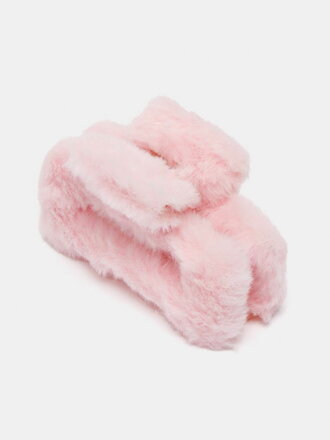 Damen Haarspange rosa flauschig