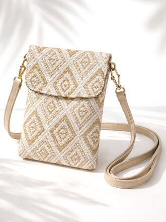 Dámska mini kabelka so zlatým geometrickým vzorom