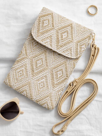 Malá dámska kabelka so zlatým vzorom