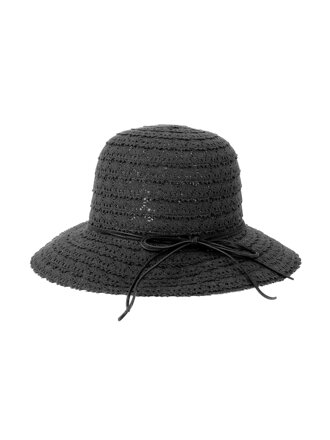 Černý klobouk se šňůrkou v krajkovém designu A-73