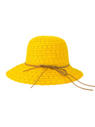 Módní krajkový klobouk ve žluté barvě A-73