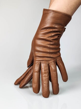 Damen Lederhandschuhe mit Glattoptik beige