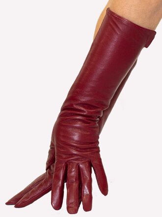 Damen Lederhandschuhe 36 cm Lang - bordo