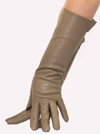 Damen Lederhandschuhe 36 cm Lang - graubraun