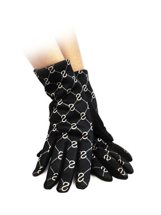 Gemusterte Damen Handschuhe im eleganten Design schwarz