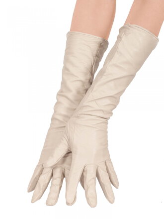 Damen Lederhandschuhe 36 cm Lang - beige
