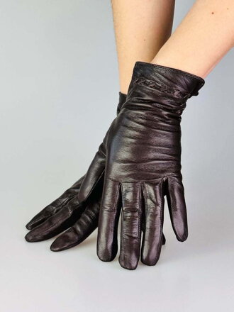 Tmavě hnědé dámské kožené rukavice
