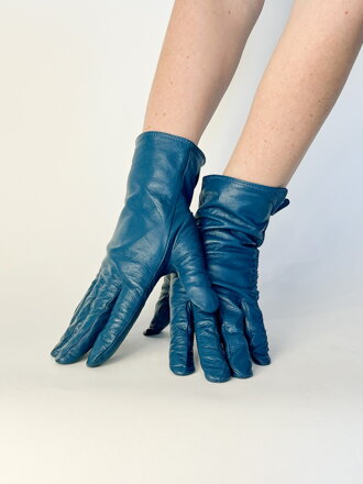Moderne Lederhandschuhe in blauer Farbe