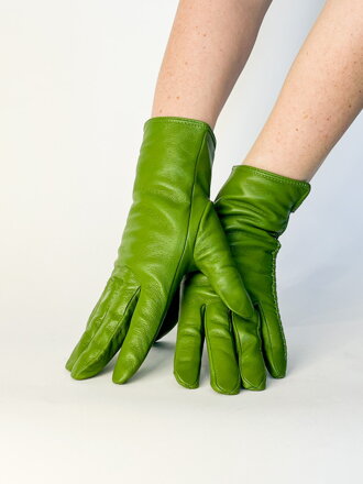 Grüne Lederhandschuhe für Damen