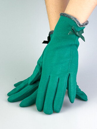 Dámské zelené rukavice z broušené kůže