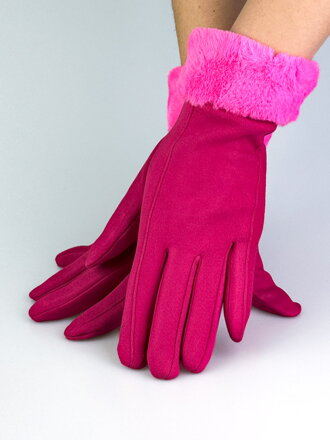 Zářivé dámské rukavice v růžové barvě