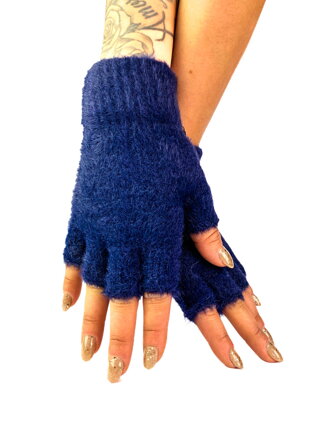 Tmavo-modré bezprstové rukavice 