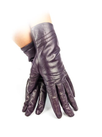 Damen Lederhandschuhe mit Muster violett