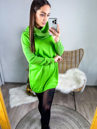 Pohodlné dámské hráškově-zelené šaty