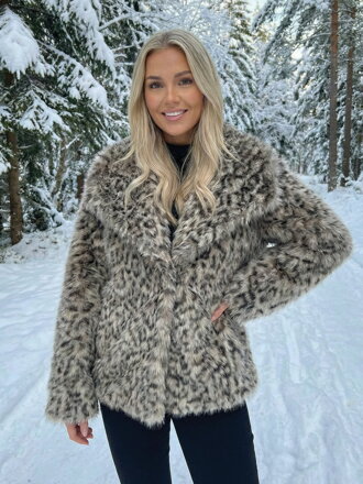 Dámsky leopardí teplý kožuch T1