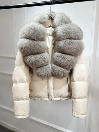 Dámska prešívaná biela paperová bunda 