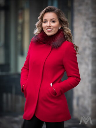 VERSABE Luxuriöser Damen Mantel mit Pelz DEYSI rot