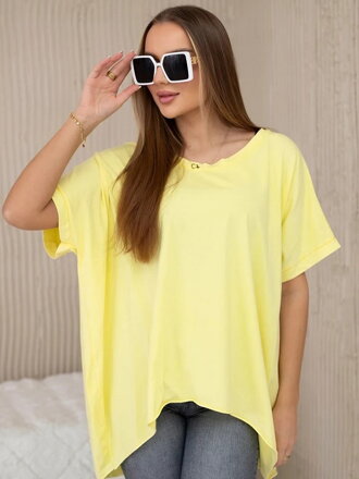 Stylové dámské oversize tričko 67142AF žluté 