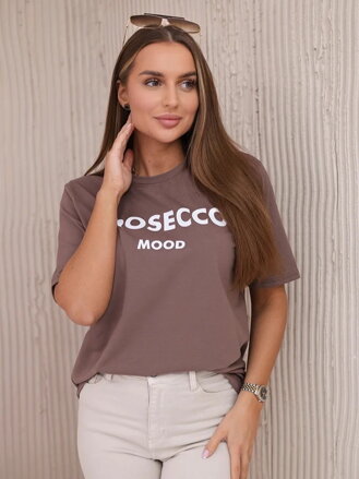 Trendy dámske tričko PROSECCO MOOD 9666 mocca