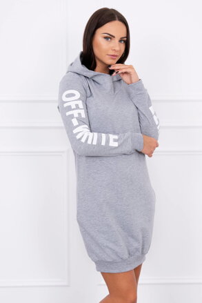 Damen Sport-Sweatshirt Kleid 62072 OFF WHITE grau