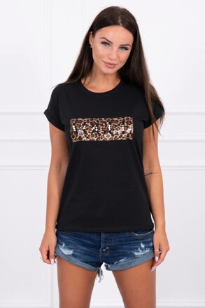 VOGUE T-Shirt mit Zierperlen, schwarz 8994