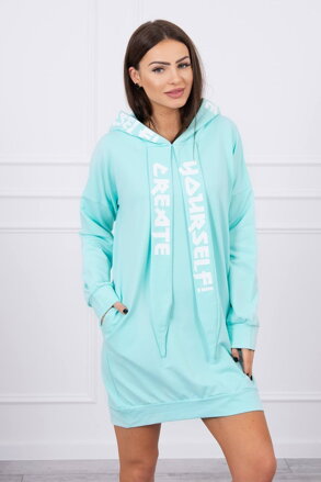 Damen Sweatshirt-Kleid mit Kapuze 0042 menthol-grün