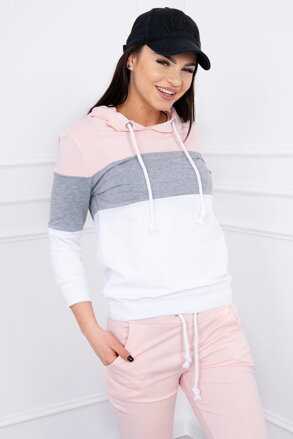 Damen Trainingsanzug mit Streifen 8877 rosa+grau+weiß