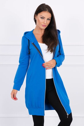 Langer Damen Sweatjacke mit Kaputze 8924 königsblau